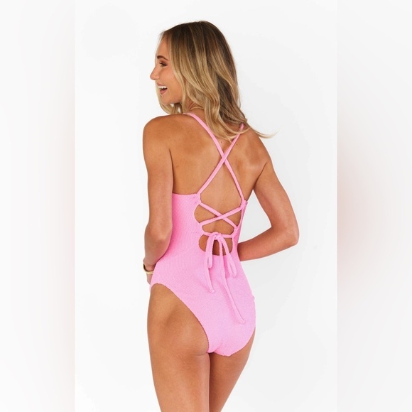 SHOW ME YOUR MUMU Positano One Piece In Bubblegum Scrunch - Picture 6 of 6
